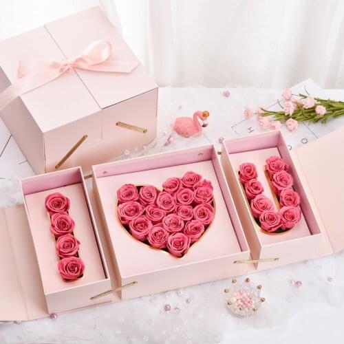Forever Eternal Rose Box Natural Dried Preserved Artificial Flower Boxes Gift To Girlfriend Mom Mothers Day Wedding Room Decor