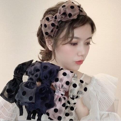 2021 New Fashion Cute simple Polka dot bow tie all-match headband Hair Accessories 6# Colors