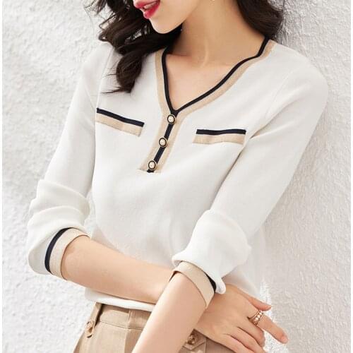 NEW Autumn Winter Sweater Women v-neck Tight Bottoming Sweater female Knitted Pullovers long sleeve cheap tops warm basic black