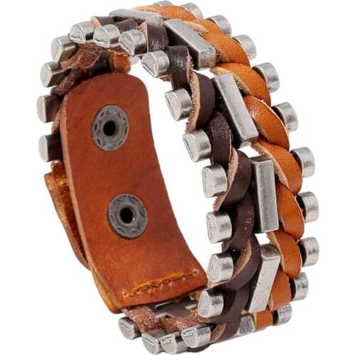 Punk Men Adjustable Faux Leather Rope Braided Bracelet Bangle Party Jewelry Gift