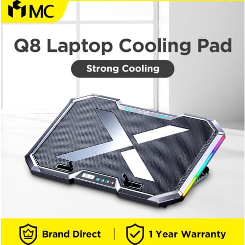 MC Q8 Gaming RGB Notebook Cooler Laptop Cooling Pad Super Mute 6 LED Fans Powerful Air Flow Portable Adjustable Laptop Stand