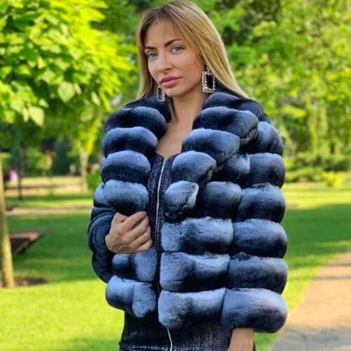 Winter Fur Coat 2021 New Trendy Rex Rabbit Fur Jacket Turn Down Collar Overcoat High Quality