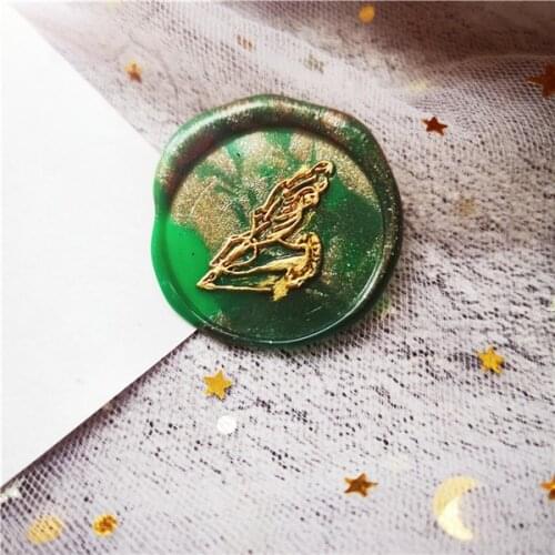 Feather pen with hand gesture stamp head of Retro Wood Stamp Sealing Wax Seal Stamp Wedding Decorative sealing Stamp wax seals