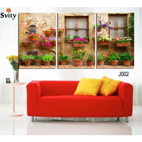 Landscape canvas painting 3 panels traditional art scenery flower picture wall art no frame wholesale