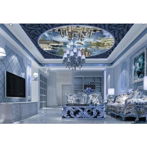 Custom 3d ceiling Winter Snowy Castle 3d stereoscopic ceiling murals wallpaper 3d modern ceiling photo wallpaper sky ceiling