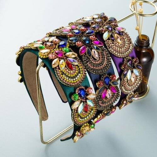 Luxury Colorful Diamond Headband Fashion Hair Accessories Women Baroque Full Diamond Shiny Gorgeous Hairband Boutique Hair Hoop