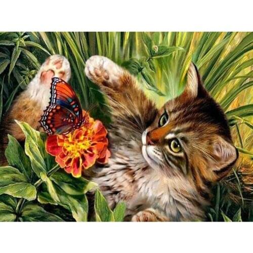 Animal Cat DIY Cross Stitch 11CT Embroidery Kits Craft Set Cotton Thread Printed Canvas Home Decoration Hot Sell Dropshipping
