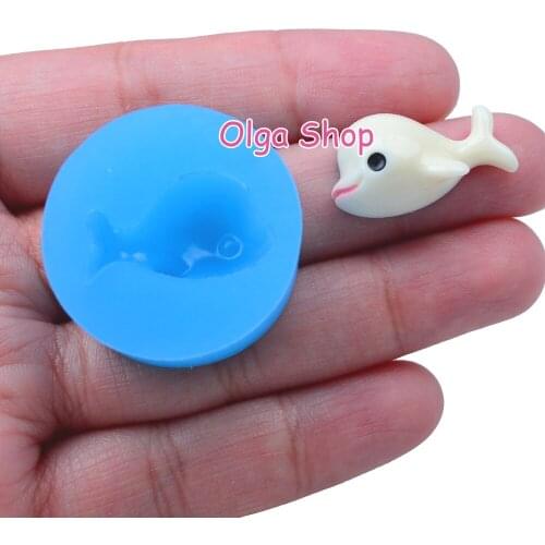DYL025 23.2mm x 13.0mm Dolphin Silicone Mold Fondant Cake Decoration Candy Resin Clay Earrings Necklace Craft Soap Candle