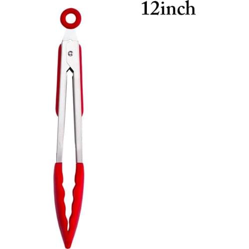 1PC Silicone BBQ Grilling Tong Kitchen Cooking Salad Bread Serving Tong Non-Stick Barbecue Clip Clamp Stainless Steel Tools