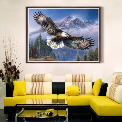 Modern Flying Eagle Mountain Trees Poster Canvas Print Painting Wall Art Living Room Home Decoration