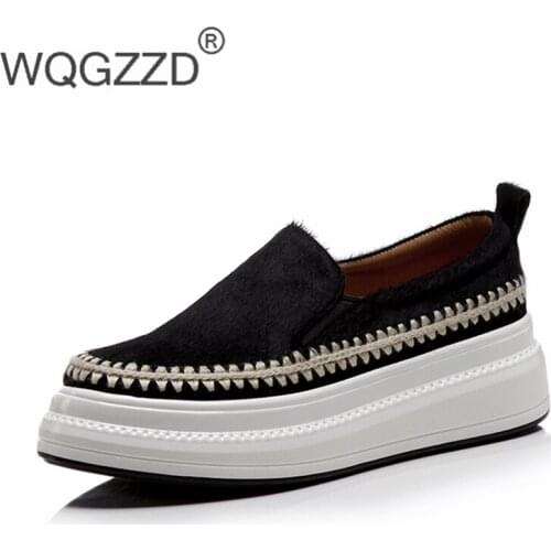 Chaussures femme flat shoes womens loafers horse hair comfortable soft casual shoes zapatos de mujer