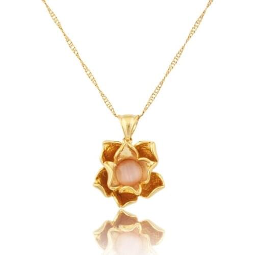 High Quality gold color jewelry crystal necklace flower pendant jewelry for women gift free shipping