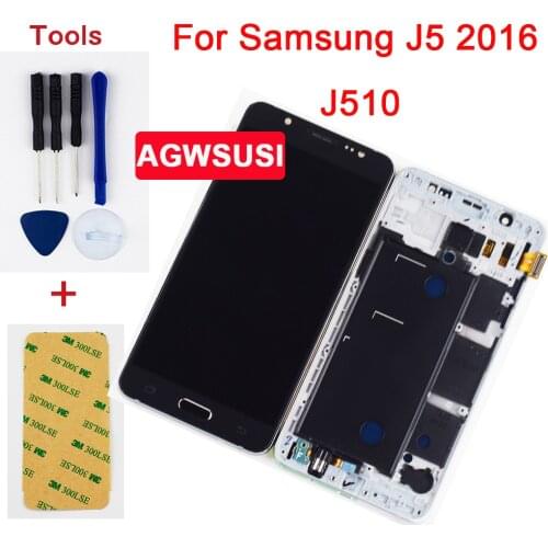 For Samsung Galaxy J5 2016 J510FN J510F J510G J510Y J510M J510 LCD Display Panel Touch Screen Digitizer Sensor Assembly Frame