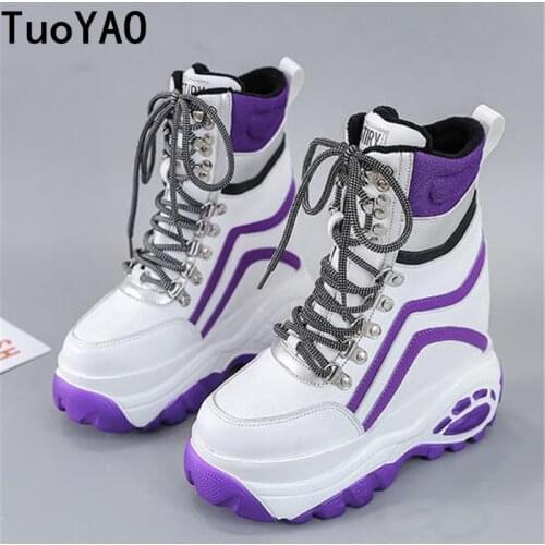 Winter Warm Boots Woman Plush Platform Ankle Shoes Trainers Fur Chunky Sneakers Woman High Top Height Increasing 11CM Snow Boots