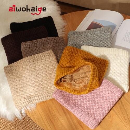Winter Unisex Warm Knitted Ring Scarf Soft Fleece Inside Elastic Knit Plush Scarves Men Women Children scarf Crochet Neck Scarf