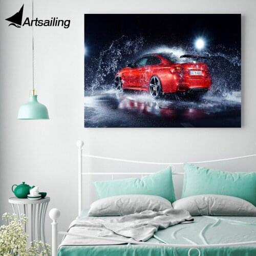 1 piece canvas art red car sports race spray canvas painting posters and prints paintings for living room wall XA1643C