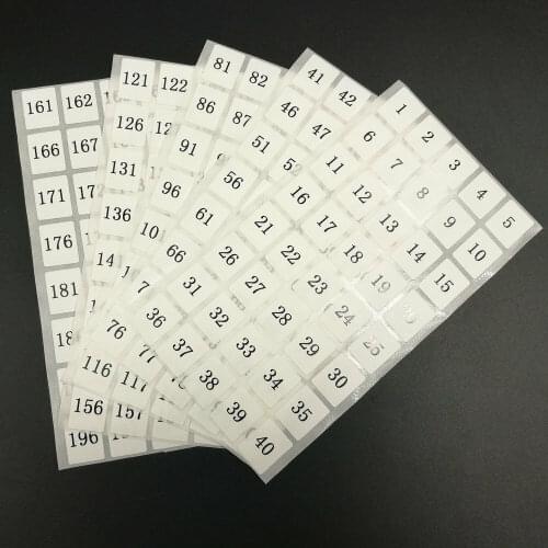 50 Sets White Sticky Numbered Labels Square Number 1 To 200 Stickers 13 x 16mm