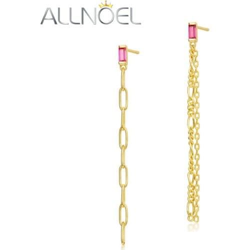 ALLNOEL Solid Brass Hip Hop Earrings For Women Red Corundum Irregular Copper Gold Plated Earring Engagement Wedding Fine Jewelry