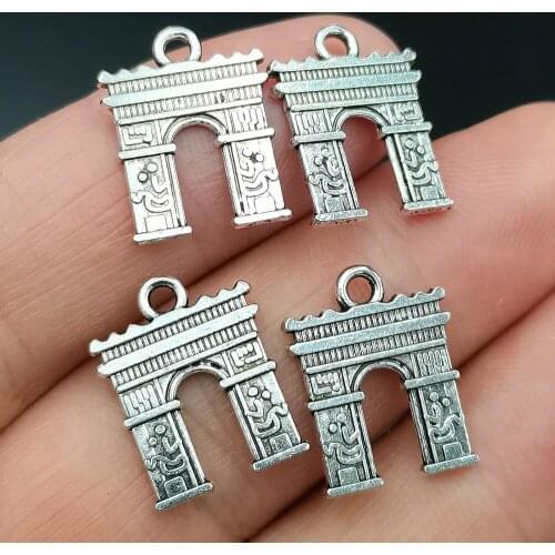 Antiquing 20pcs Antique Bronze Famous Buildings Eiffel Arc De Triomphe Charms