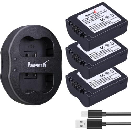 AsperX 3Pcs CGA-S006 CGA S006E S006A S006 DMW-BMA7 Battery + Dual USB Charger for Panasonic DMC FZ7 FZ8 FZ18 FZ28 FZ30 FZ35 FZ50