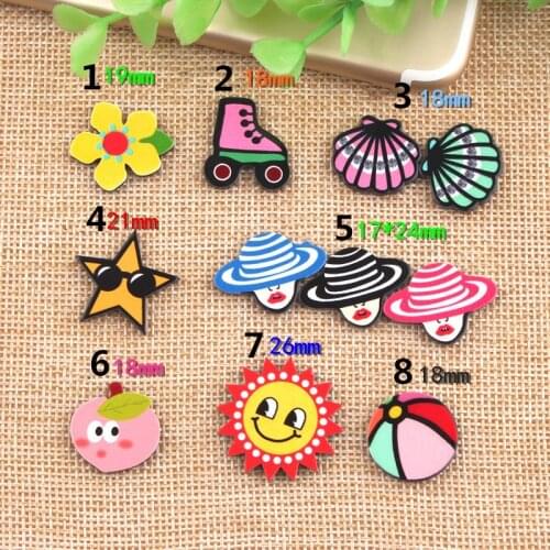 Free Shipping 10pcs Colorful Resin Cabochons Flatback Cute Flower Sea Shell Star Saturns Peach sun Ball Cameo Button Stickers