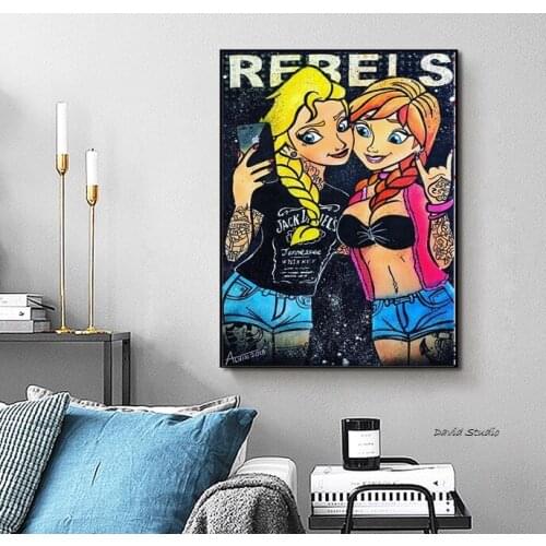 Free Shipping Graffiti Cartoon Painting 100%Hand Painted Oil Painting POP ART Cartoon On Canvas For Kids Room Decoration