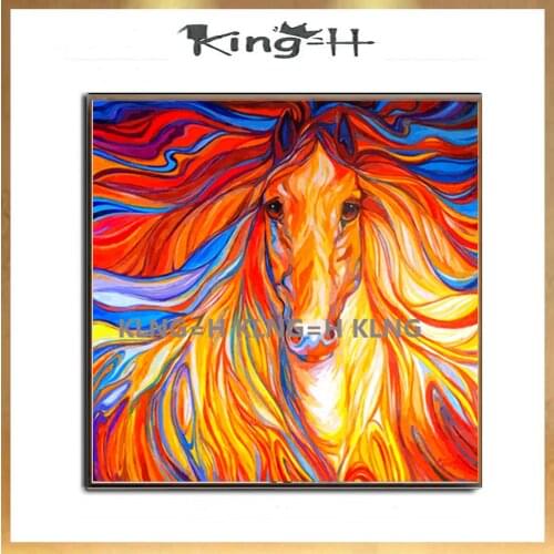 Free Shipping Modern Abstract Handpainted Wall Art Pictures Handsome Horse on Canvas Animal Oil Paintings for Home Decor