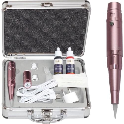 Wireless Permanent Makeup Battery Machine Microblading Rechargeable Eyebrows Tattoo Pen with Cayrring Box