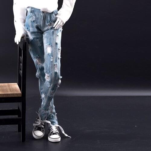 BJD Doll clothes suitable for 1-3 1-4 uncle size blue hole jeans doll accessories