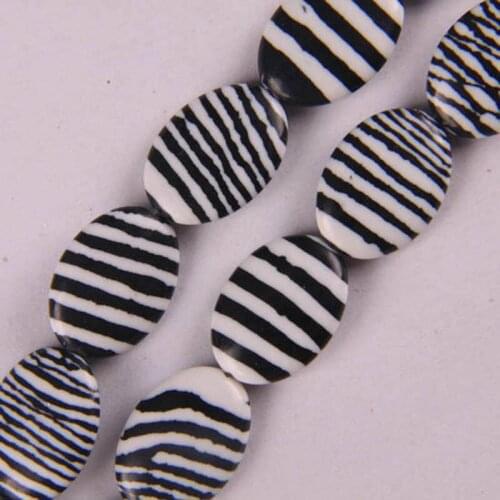 13x18MM Zebra Stone Loose Beads Oval 16 Inch Jewelry B042