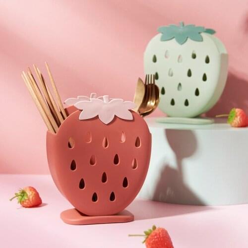Strawberry Chopsticks Holder Drain Rack Kitchen Tableware Storage Rack Hollow Cutlery Drainer Spoon Fork Knife Shelf Holder