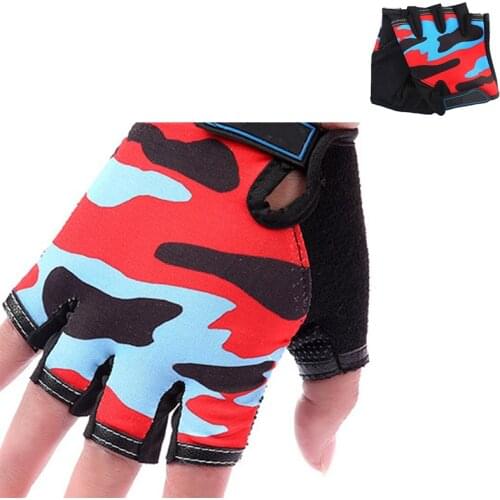 Children Cycling Half Finger Bicycle Gloves High Elastic Non-slip Child Kid Bike Gloves Riding Outdoor Camouflage Equipment