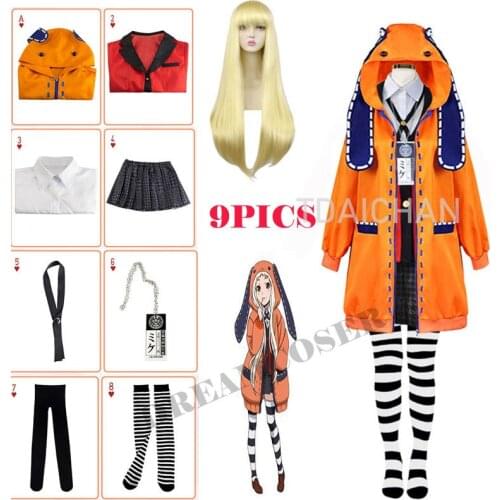 Kakegurui Kids Girls Anime Yomoduki Runa Costume Halloween Jabami Yumeko Costume Igarashi Sayaka COSPLAY school uniform Set