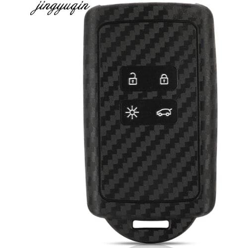 Jingyuqin 15pcs Remote Car Key Case Carbon Silicone Cover For Renault Espace 5 Megane 4 Talisman 2016 Kadjar 2015 4 Buttons