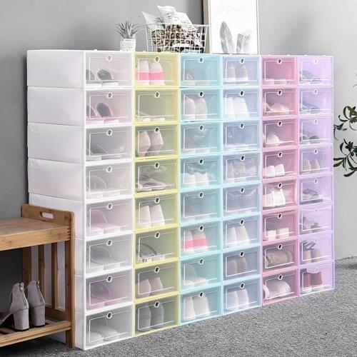 Flip Shoes Box Thickened Transparent Drawer Case Plastic Shoe Boxes Stackable Box Shoe Organizer Shoebox storage Shoe rack