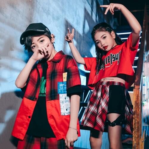 Fashion Jazz Dance Costume Kids Printing Street Dance Practice Wear Hip Hop Performance Clothing Stage Dancing Clothes DC4692
