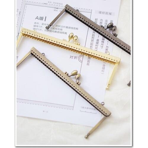 20cm Square Metal Purse Frame Bag Handle for Clutch Bag Handbag Accessories Bud Head Kiss Clasp Lock for Bag