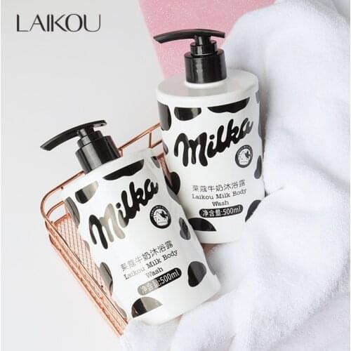 LAIKOU Milk Body Wash Gentle Cleansing Deep Moisturizing Nourishing Whitening Bath Shower Gel Lasting Fragrance Skin Care 500ml