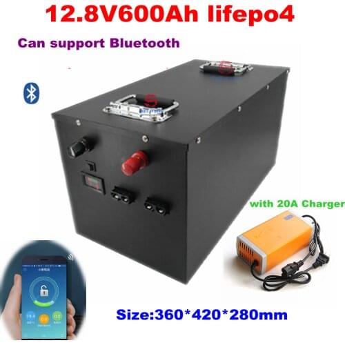 Lithium 12.8V 600Ah 12V Lifepo4 battery 150A Bluetooth APP for 2400W Solar Storage backup power Forklift +20A charger