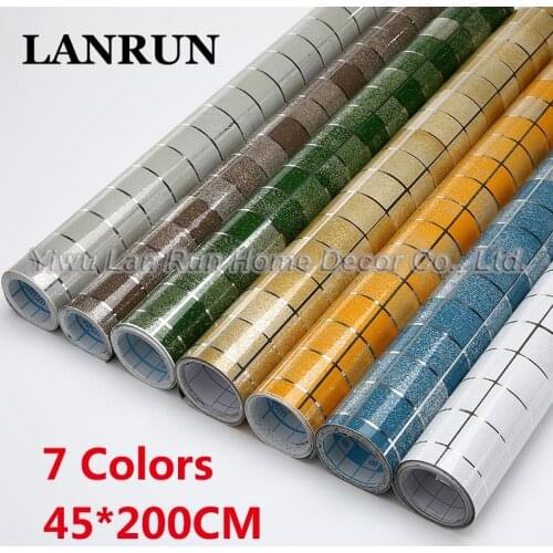 Mosaic Wall Sticker Waterproof Anti Oil Kitchen Wallpaper 45x200cm Aluminum Foil Heat Resistance DIY Self-adhesive Home Decor