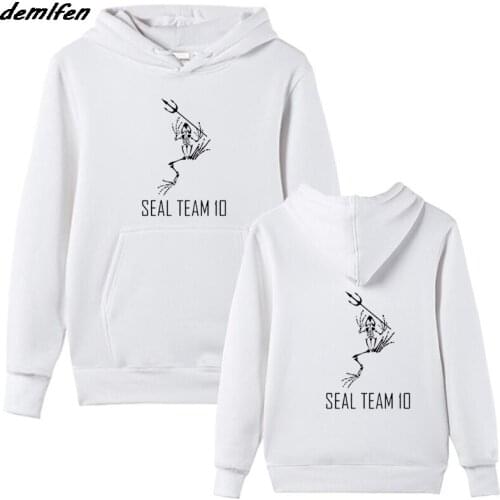 Fashion Fleece Hoodie Navy Seals Team 10 Skeleton Frog W/ Spear Printed Front Back Mens Sweatshirt Cool Jacket Coat Streetwear