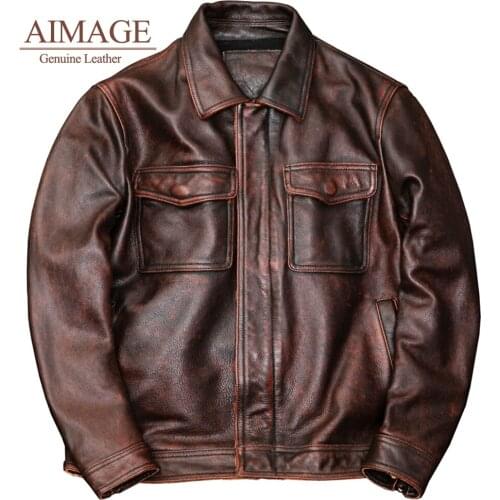 Men Motorcycle Leather Jackets 100% Natural Cowhide Moto Jacket Biker Leather Coat Winter Warm Clothing PY057