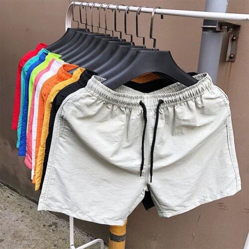 2021 summer new flat shorts candy color Capris ten color beach pants leisure home comfortable SHORTS MEN