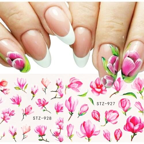 1pcs Tulip Sakura Flower Stickers For Nails Colorful Water Decals For Nails French Manicure Nail Slider Decoration LESTZ922-957