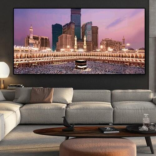 Islam Building Picture Islamic Calligraphy Paintings On Canvas Arabic Posters and Print Cuadros Wall Art Picture for Living Room