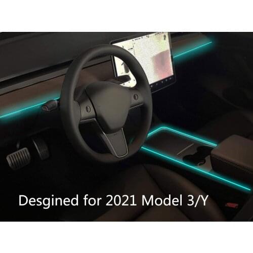 Neon Light Tubes RGB Interior LED Strip Lights Atmosphere Multicolor Center Console With App Controller For 2021 Tesla Model 3 Y