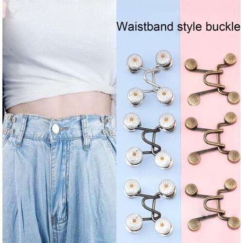 DIY Invisible Adjust Button Metal Jeans Waist Removable Buckle No Nails Waist Button Detachable Button Waist Adjustment Button