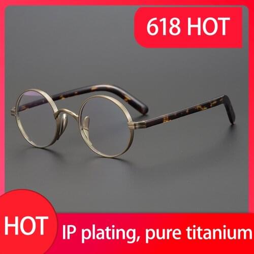 Top Quality Japan Option Ultralight Pure Titanium Spectacle Glasses Retro Small Glasses Round Frame Manman 101