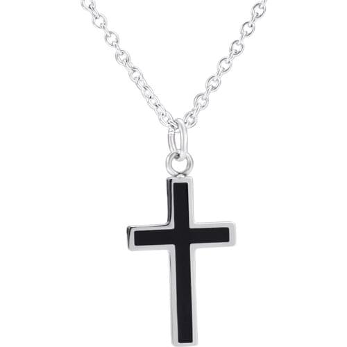 Memorial Jewelry Stainless Steel Cross Pendant Necklace Mens Boys Chain 20inch