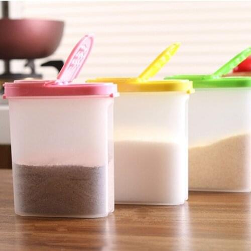 Plastic Food Seasoning Container Kitchen Spice Box Double Lid Cereal Condiment Bean Storage Bottle Spice Shakers